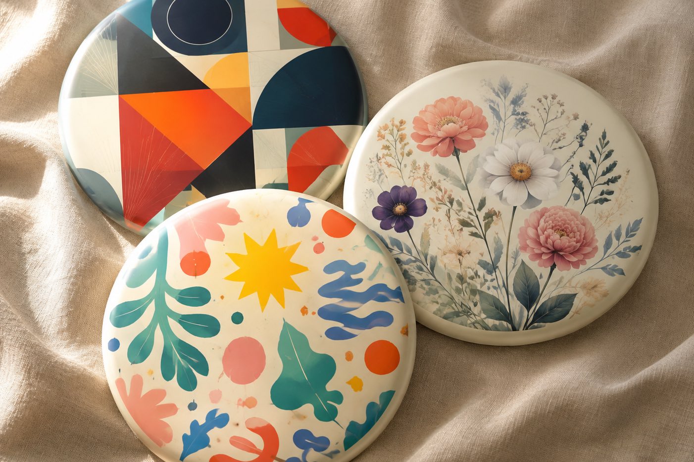 Three personalized disc golf discs in different styles as gifts