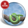 Green snake on a branch with 3D texture label disc golf disc
