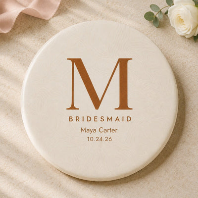 Personalized groomsman disc golf disc with topographic monogram design — initial, title, name, and wedding date