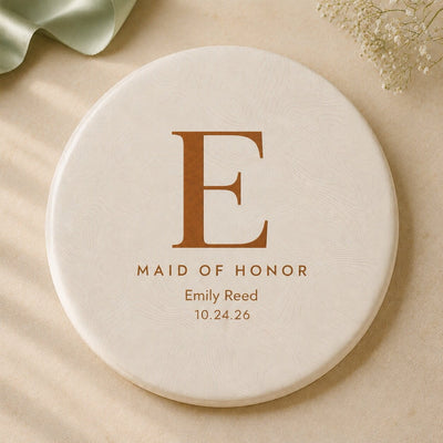Personalized groomsman disc golf disc with topographic monogram design — initial, title, name, and wedding date