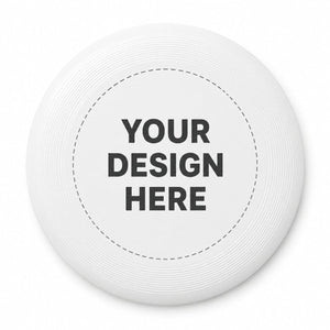 White 175g ultimate disc showing the center only print area with dashed boundary circle and Your Design Here text