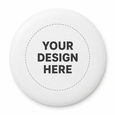 White 175g ultimate disc showing the center only print area with dashed boundary circle and Your Design Here text