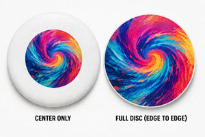 Comparison of center only print area versus full disc edge to edge printing on a custom 175g ultimate disc