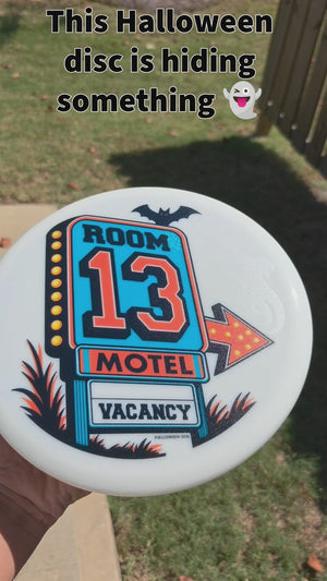 Actual Room 13 disc tilted in sunlight: the hidden ghost and NO appear as the light angle changes.