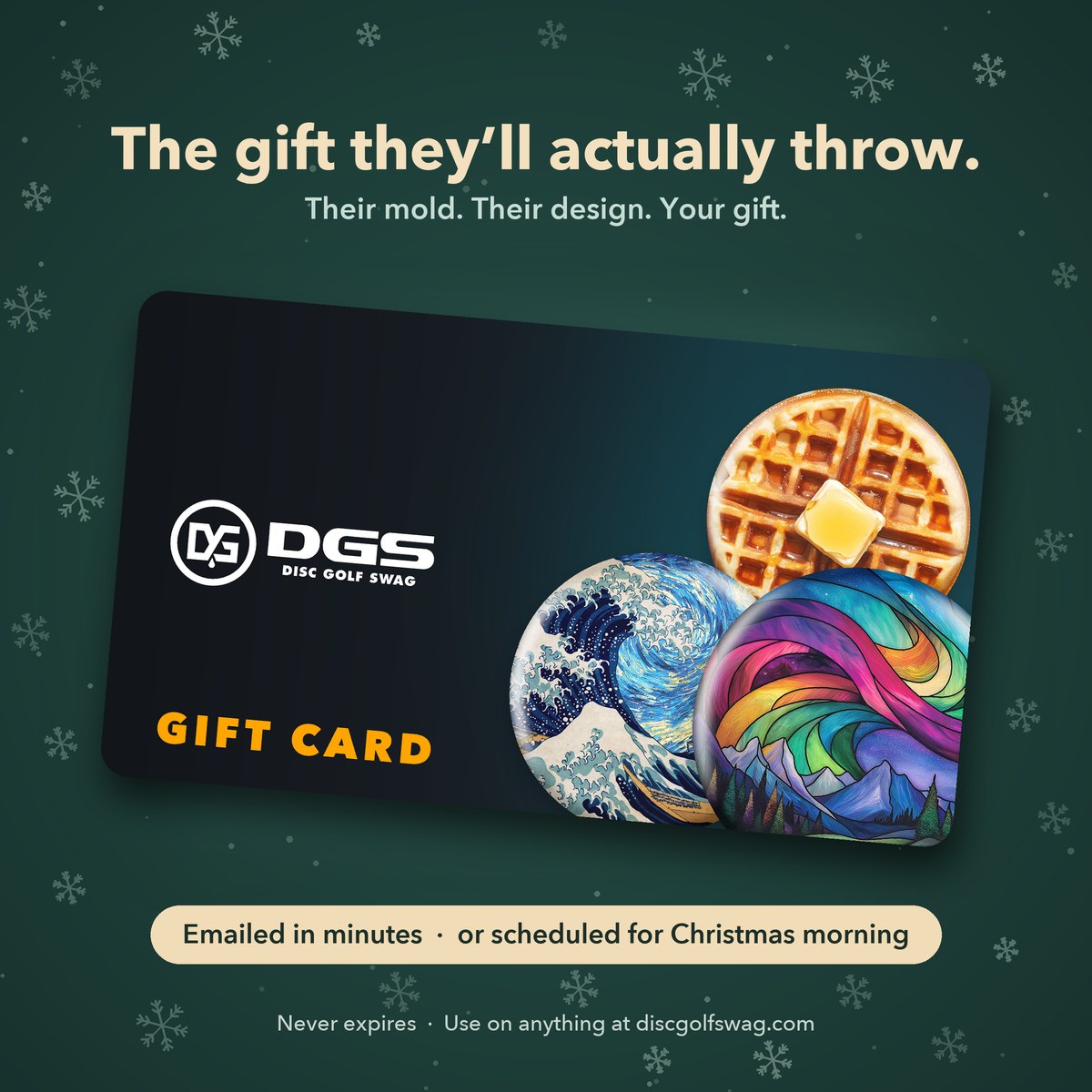 Disc Golf Swag gift card - emailed in minutes or scheduled for Christmas morning